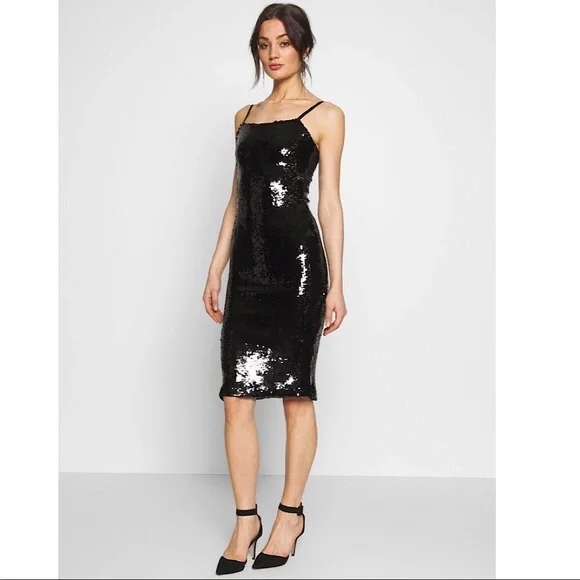 black fitted party dress Lady Black Tie - Nancy Gown - Strapless Sequin Fitted Gown main image 0